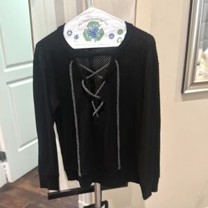 LNA Black Lace-Up Sweater Size Small